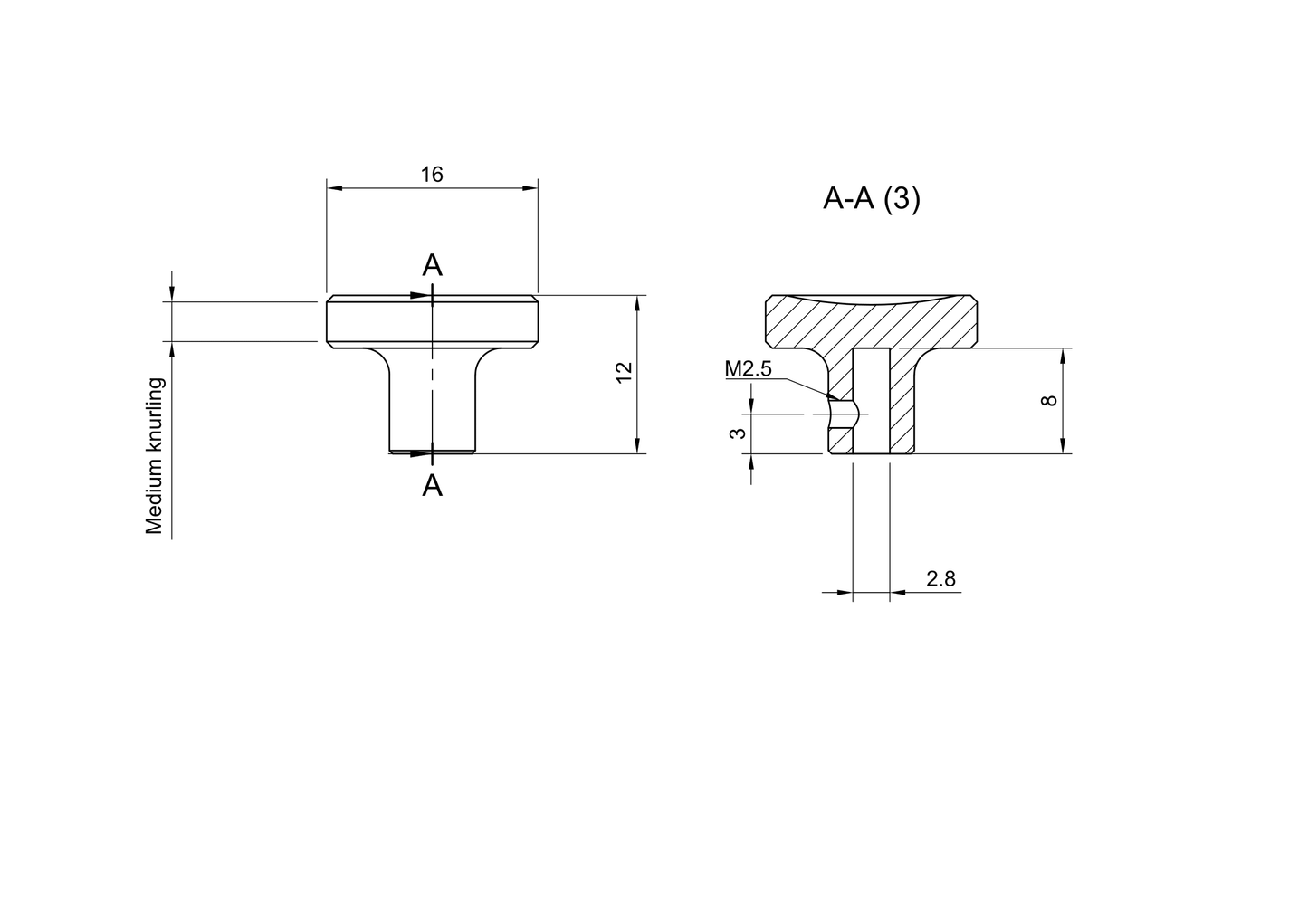 CNC knob technical drawing