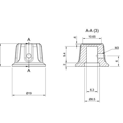 CNC knob technical drawing