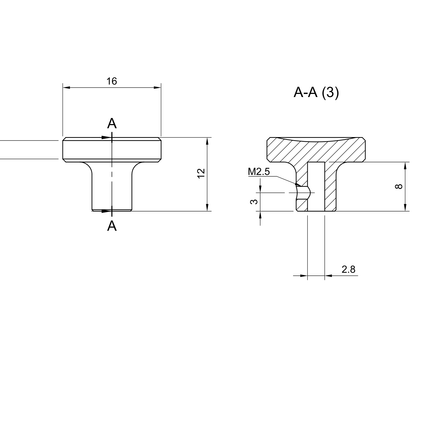 CNC knob technical drawing