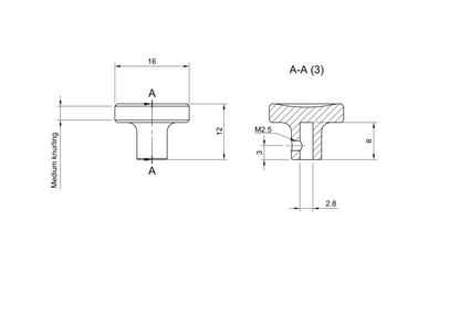 CNC knob technical drawing