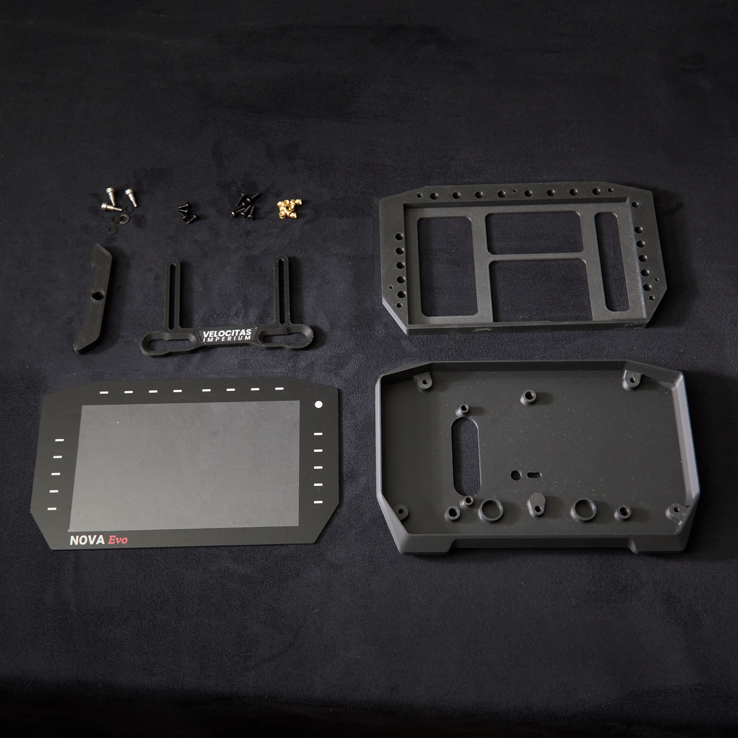 NOVA Evo dashboard kit part displayed on a table for DIY electronics assembly.