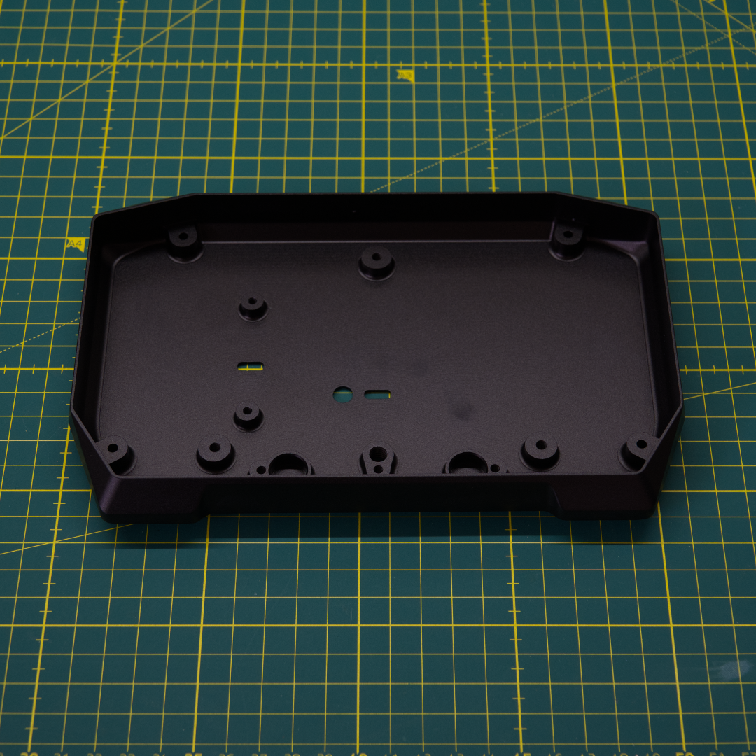 Velocitas Imperium Nova Evo CNC-machined sim racing dashboard enclosure rear shell with mounting bosses