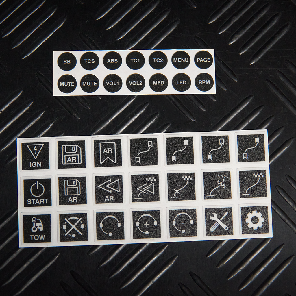 Polycarbonate stickers for the VI-CWBB button box